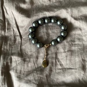 Beautiful gun metal bead with crystal drop